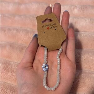 Handmade Beaded Bracelet with Blue Accent